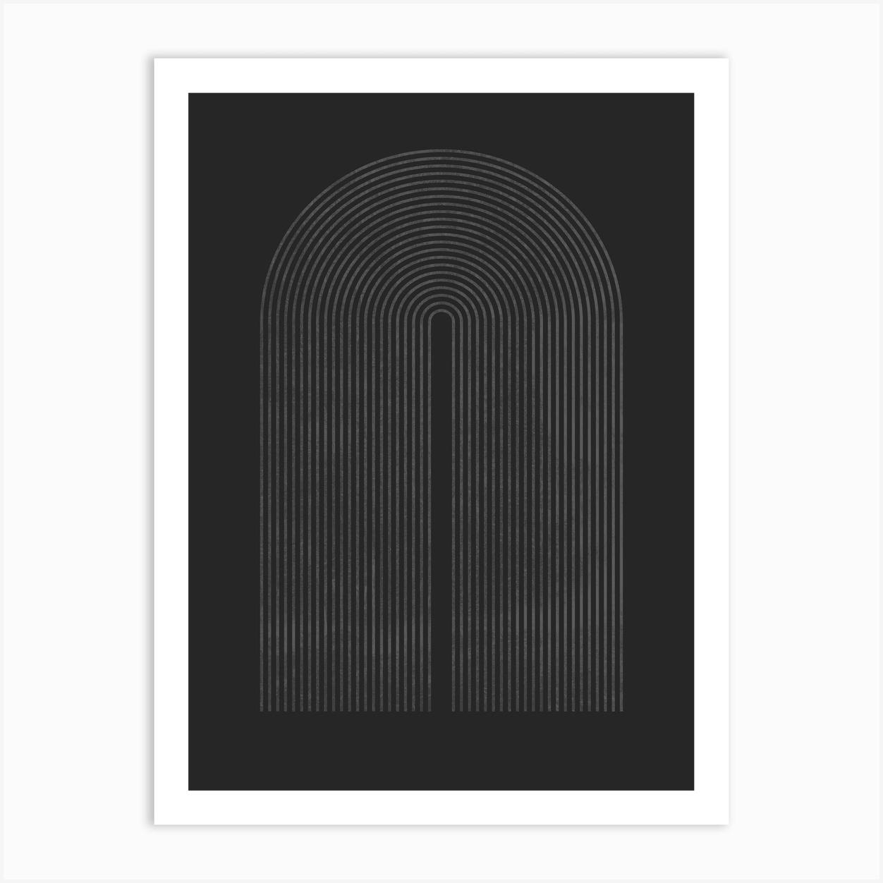 Abstract Black and White Half Circles Original Art Print by Print Punk Studio